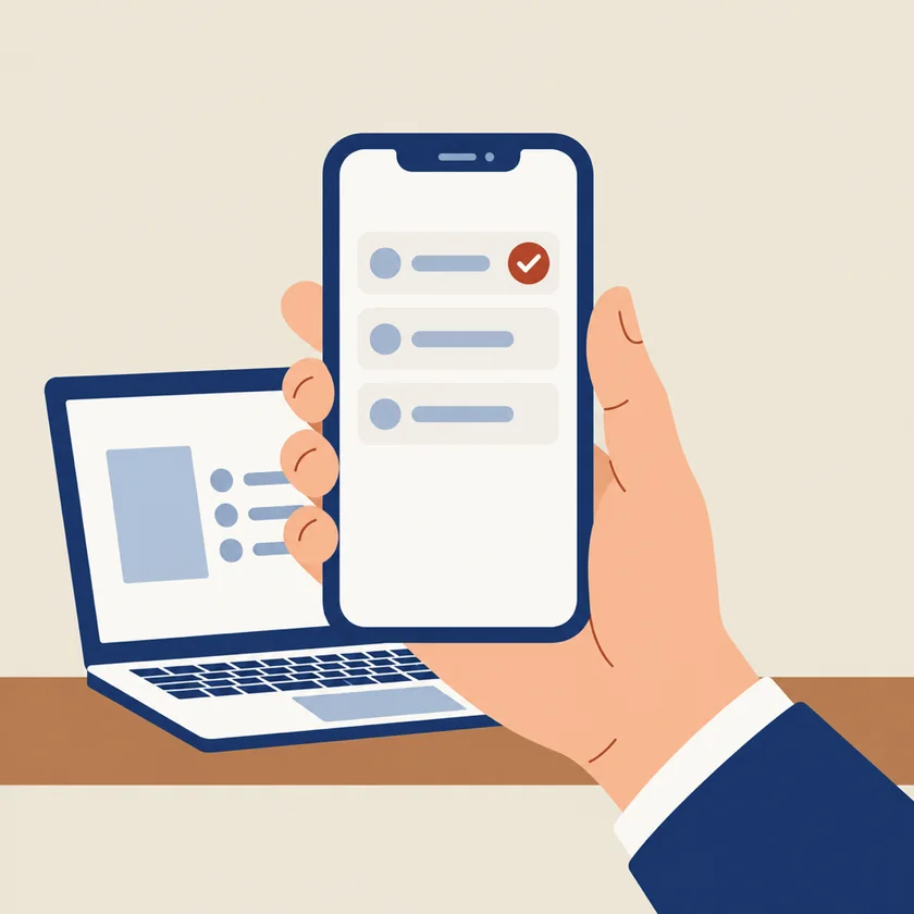 スマートフォンにチェックリストが表示されている様子のイラスト